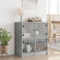 Berkfield Home Side Cabinet with Glass Doors Concrete Grey 68x37x75.5 cm