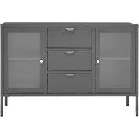 Berkfield Home Sideboard Anthracite 105x35x70 cm Steel & Tempered Glass in Charcoal | Size: 105 x 35 x 70 cm