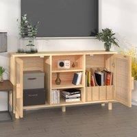 Berkfield Home Sideboard Brown 105x30x60 cm Solid Wood Pine & Natural Rattan | Size: 105 x 30 x 60 cm