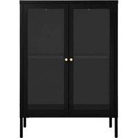 Berkfield Home Sideboard Black 75x35x105 cm Steel & Glass | Size: 75 x 35 x 105 cm