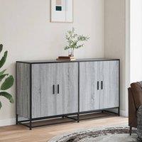 Berkfield Home Sideboard Grey Sonoma 134x35x76 cm Engineered Wood | Size: 134 x 35 x 76 cm