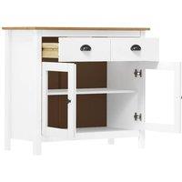 Berkfield Home Sideboard Hill White 90x40x80 cm Solid Pine Wood | Size: 90 x 40 x 80 cm