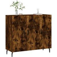 Berkfield Home Sideboard Smoked Oak 90x34x80 cm Engineered Wood in Brown | Size: 90 x 34 x 80 cm