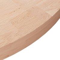 Berkfield Home Round Table Top 70x4 cm Untreated Solid Wood Oak in Light Beige | Size: 70x4 cm