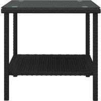 Berkfield Home Side Table Black 45x45x45 cm Poly Rattan & Tempered Glass | Size: 45 x 45 x 45 cm