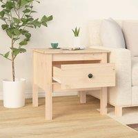 Berkfield Home Side Table 50x50x49 cm Solid Wood Pine in Light Tan | Size: 50 x 50 x 49 cm