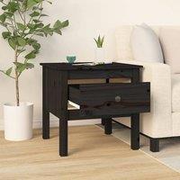 Berkfield Home Side Table Black 50x50x49 cm Solid Wood Pine | Size: 50 x 50 x 49 cm