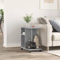 Berkfield Home Side Table with Wheels Concrete Grey 50x30x55 cm Engineered Wood | Size: 50 x 30 x 55 cm