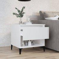 Berkfield Home Side Table High Gloss White 50x46x50 cm Engineered Wood | Size: 50 x 46 x 50 cm