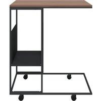 Berkfield Home Side Table with Wheels Black 55x36x63.5 cm Engineered Wood
