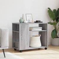 Berkfield Home Side Table with Wheels Grey Sonoma 70x35x60 cm Engineered Wood | Size: 70 x 35 x 60 cm