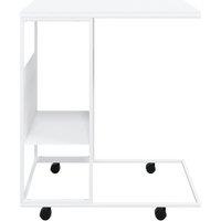 Berkfield Home Side Table with Wheels White 55x36x63.5 cm Engineered Wood