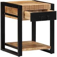 Berkfield Home Side Table 40x40x50 cm Solid Rough Wood Mango in Brown | Size: 40 x 40 x 50 cm