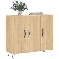 Berkfield Home Sideboard Sonoma Oak 90x34x80 cm Engineered Wood in Light Brown | Size: 90 x 34 x 80 cm