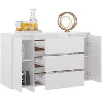 Berkfield Home Sideboard with 3 Drawers High Gloss White 120x41x75 cm Engineered Wood | Size: 120 x 41 x 75 cm
