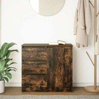 Berkfield Home Sideboard with Drawer Smoked Oak 71x35x65 cm Engineered Wood in Brown | Size: 71 x 35 x 65 cm