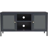Berkfield Home TV Cabinet Anthracite 105x35x52 cm Steel & Glass in Charcoal | Size: 105 x 35 x 52 cm