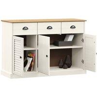 Berkfield Home Sideboard with Drawers VIGO 113x40x75 cm White Solid Wood Pine | Size: 113 x 40 x 75 cm