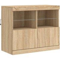 Berkfield Home Sideboard with LED Lights Sonoma Oak 81x37x67 cm in Brown | Size: 81 x 37 x 67 cm