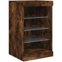 Berkfield Home Sideboard with LED Lights Smoked Oak 41x37x67 cm in Brown | Size: 41 x 37 x 67 cm