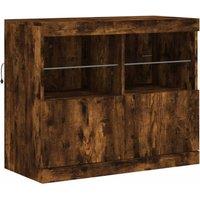 Berkfield Home Sideboard with LED Lights Smoked Oak 81x37x67 cm in Brown | Size: 81 x 37 x 67 cm