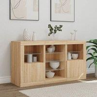 Berkfield Home Sideboard with LED Lights Sonoma Oak 123x37x67 cm in Natural | Size: 123 x 37 x 67 cm