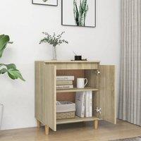 Berkfield Home Sideboard with Solid Wood Legs Sonoma Oak 60x35x70 cm Engineered Wood in Light Tan | Size: 60 x 35 x 70 cm