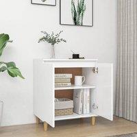 Berkfield Home Sideboard with Solid Wood Legs White 60x35x70 cm Engineered Wood | Size: 60 x 35 x 70 cm