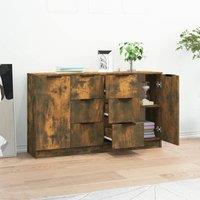 Berkfield Home Sideboards 2 pcs Smoked Oak 60x30x70 cm Engineered Wood in Brown | Size: 60 x 30 x 70 cm