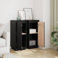 Berkfield Home Sideboards 2 pcs Black 31.5x34x75 cm Solid Wood Pine