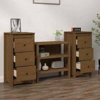 Berkfield Home Sideboards 2 pcs Honey Brown 40x35x80 cm Solid Wood Pine | Size: 40 x 35 x 80 cm