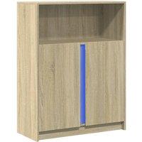 Berkfield Home Sideboard with LED Sonoma Oak 77x34x100 cm Engineered Wood in Light Tan | Size: 77 x 34 x 100 cm