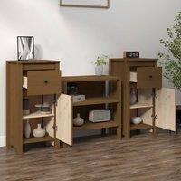 Berkfield Home Sideboards 2 pcs Honey Brown 40x35x80 cm Solid Wood Pine | Size: 40 x 35 x 80 cm