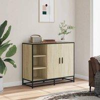 Berkfield Home Sideboard Sonoma Oak 92x35x76 cm Engineered Wood in Light Tan | Size: 92 x 35 x 76 cm