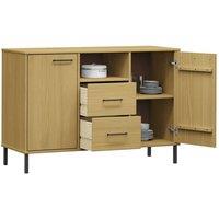Berkfield Home Sideboard with Metal Legs Brown 113x40x77 cm Solid Wood OSLO in Light Brown | Size: 113 x 40 x 77 cm