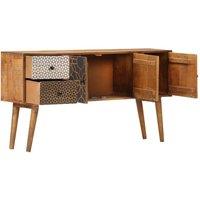 Berkfield Home Sideboard with Printed Pattern 130x30x70 cm Solid Mango Wood in Brown | Size: 130 x 30 x 70 cm