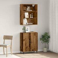 Berkfield Home Sideboard with Wall Cabinet Old Wood Engineered Wood in Brown