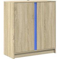 Berkfield Home Sideboard with LED Sonoma Oak 77x34x85 cm Engineered Wood in Light Oak | Size: 77 x 34 x 85 cm