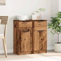 Berkfield Home Sideboards 2 pcs Old Wood 30x30x70 cm Engineered Wood in Brown | Size: 30 x 30 x 70 cm
