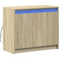 Berkfield Home Sideboard with LED Sonoma Oak 72x34x61 cm Engineered Wood in Light Brown | Size: 72 x 34 x 61 cm