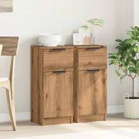 Berkfield Home Sideboards 2 pcs Artisan Oak 30x30x70 cm Engineered Wood in Brown | Size: 30 x 30 x 70 cm