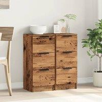 Berkfield Home Sideboards 2 pcs Old Wood 30x30x70 cm Engineered Wood in Brown | Size: 30 x 30 x 70 cm