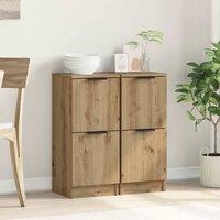 Berkfield Home Sideboards 2 pcs Artisan Oak 30x30x70 cm Engineered Wood in Brown | Size: 30 x 30 x 70 cm