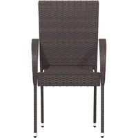 Berkfield Home Stackable Outdoor Chairs 4 pcs Poly Rattan Brown