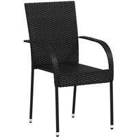 Berkfield Home Stackable Outdoor Chairs 2 pcs Poly Rattan Black