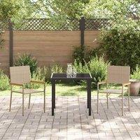 Berkfield Home Stacking Garden Chairs - 2 Pack in Beige Poly Rattan