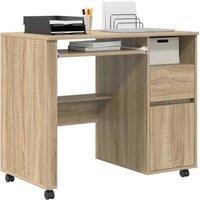 Berkfield Home Sonoma Oak Desk Sonoma Oak Engineered Wood Medium Sonoma Oak Desk in Light Tan