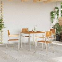 Berkfield Home Stackable Garden Chairs 4 pcs Solid Wood Acacia&Stainless Steel in Silver