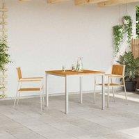 Berkfield Home Stackable Garden Chairs 2 pcs Solid Wood Teak&Stainless Steel in Silver