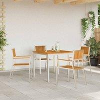 Berkfield Home Stackable Garden Chairs 4 pcs Solid Wood Teak&Stainless Steel in Silver